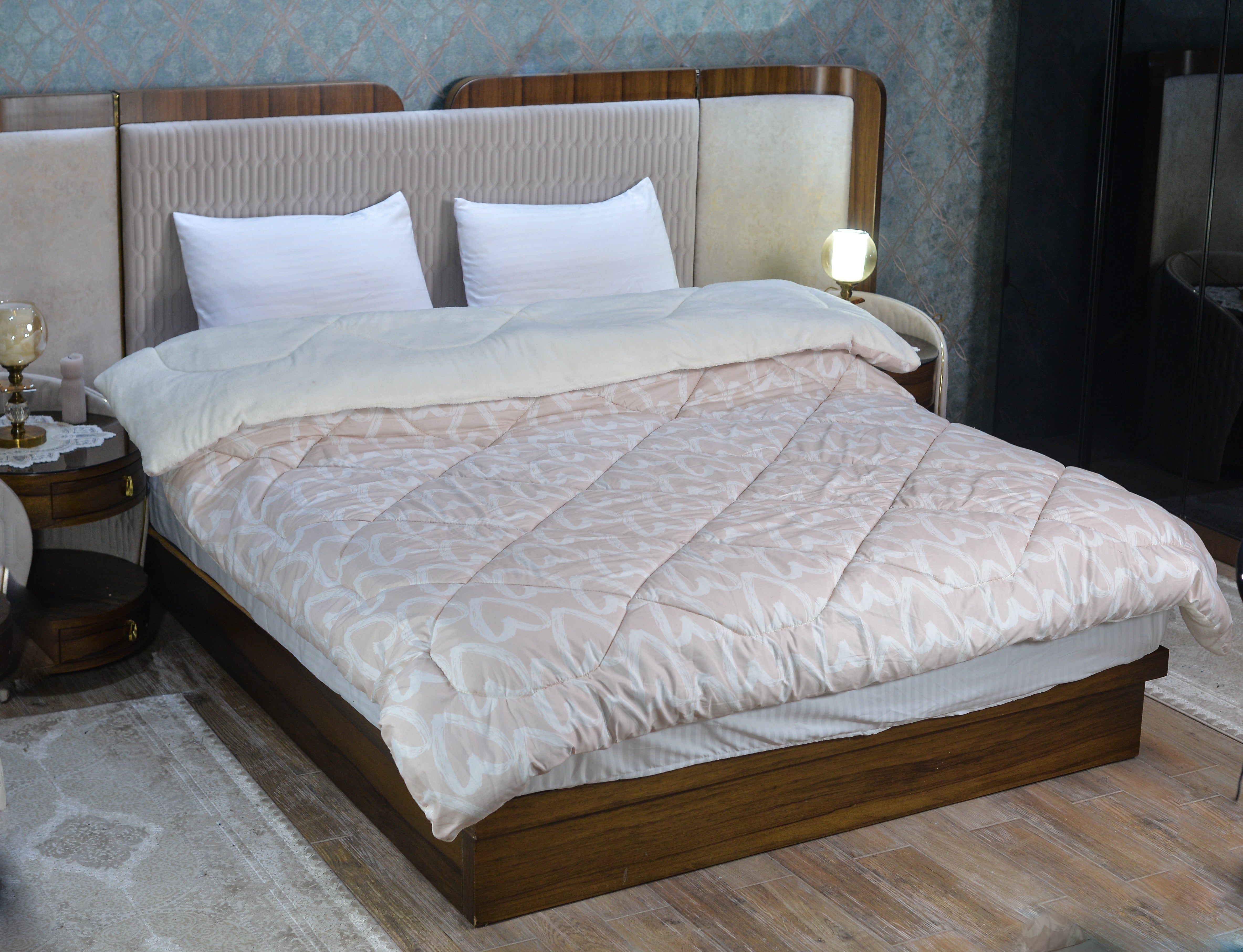 Blush Hearts Double Face Duvet