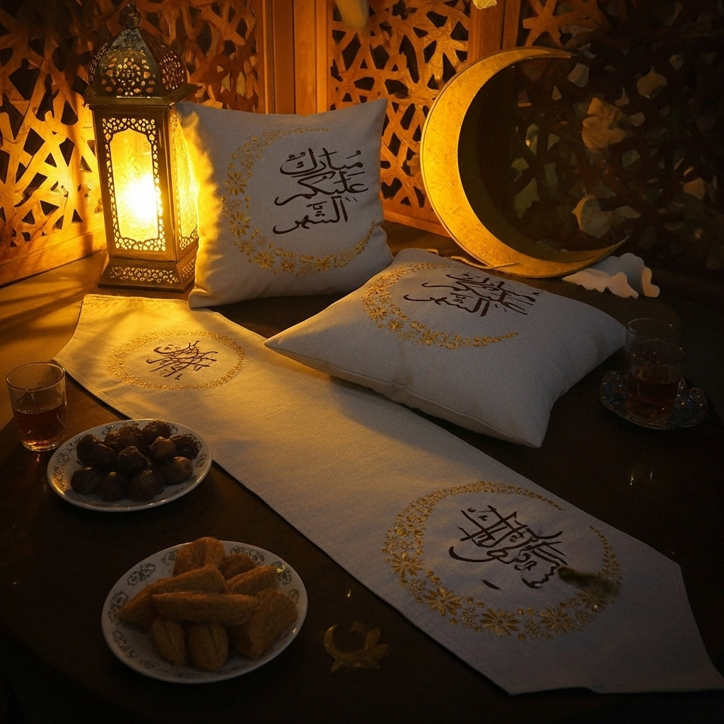 Mubarak table runner + 2 cushions 🌙