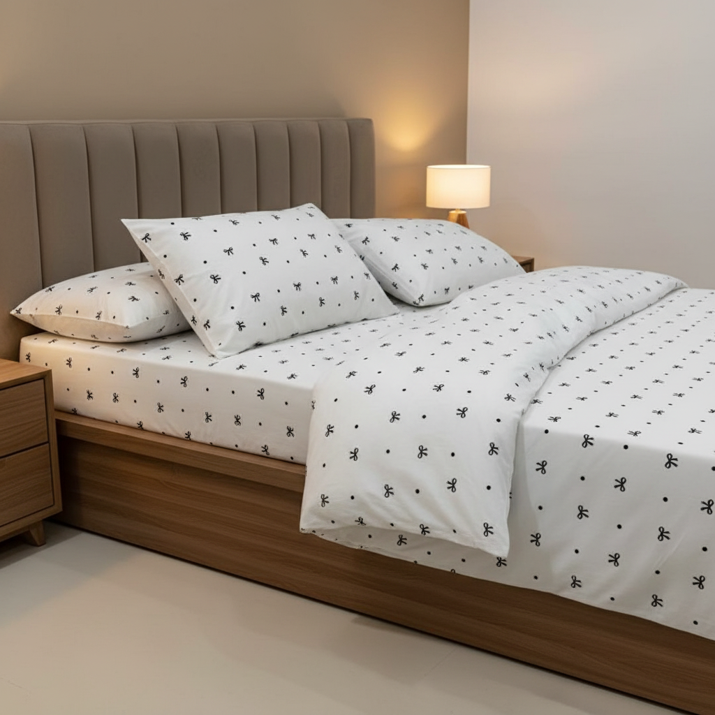 Black bow bedsheet