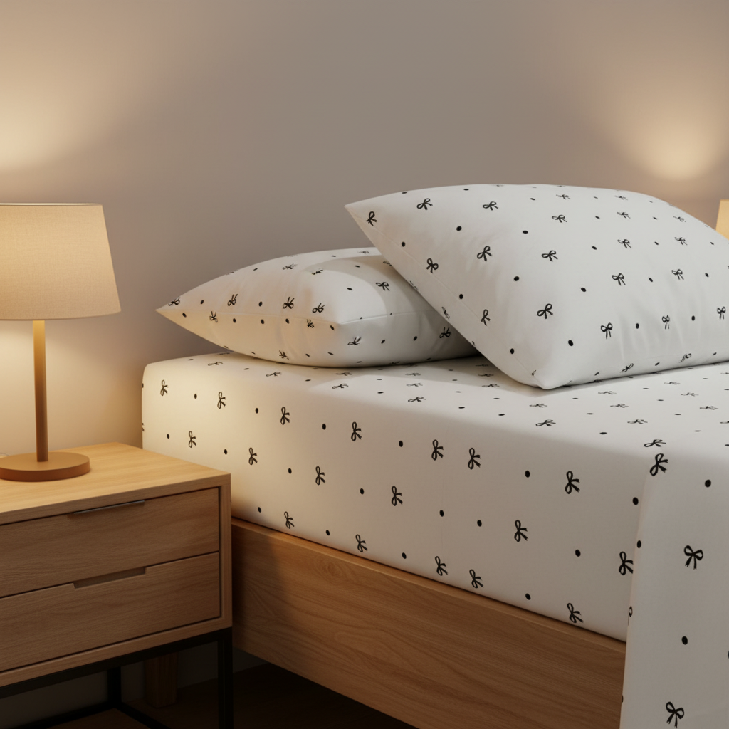 Black bow bedsheet