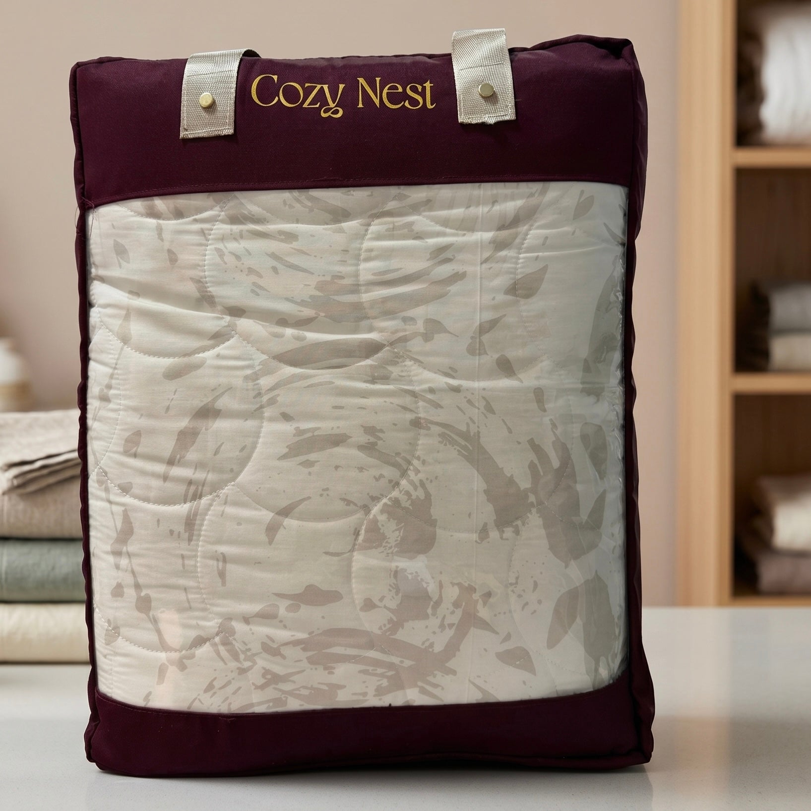 Beige Fleur Capitonné Coverlet