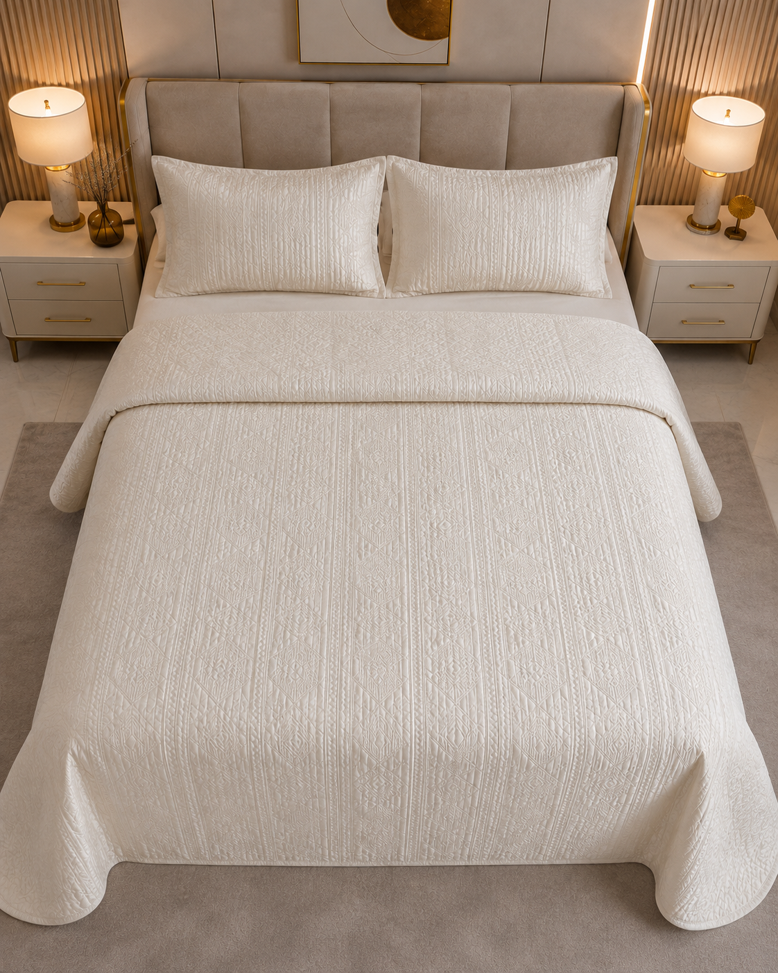 Ivory Striped Coverlet