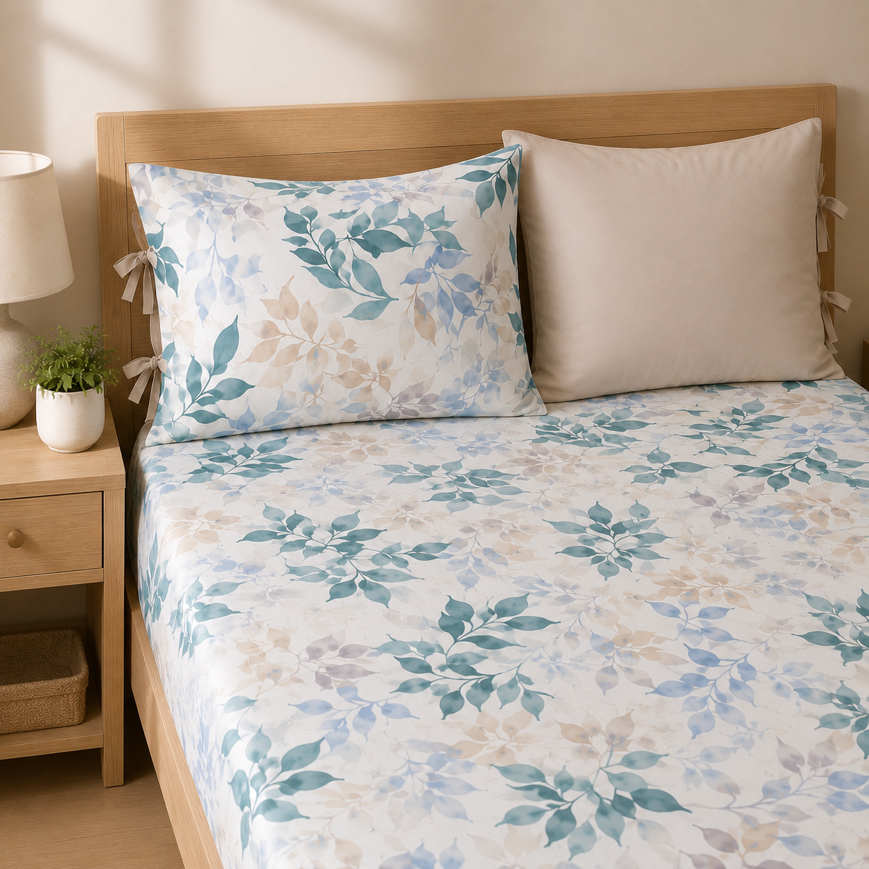 Aqua Leaves Bedsheet