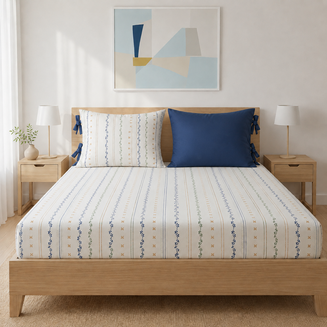 Navy Garden Bedsheet