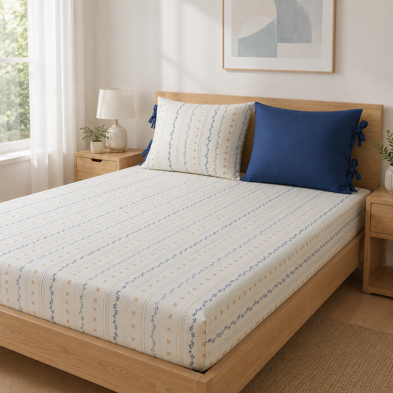 Navy Garden Bedsheet