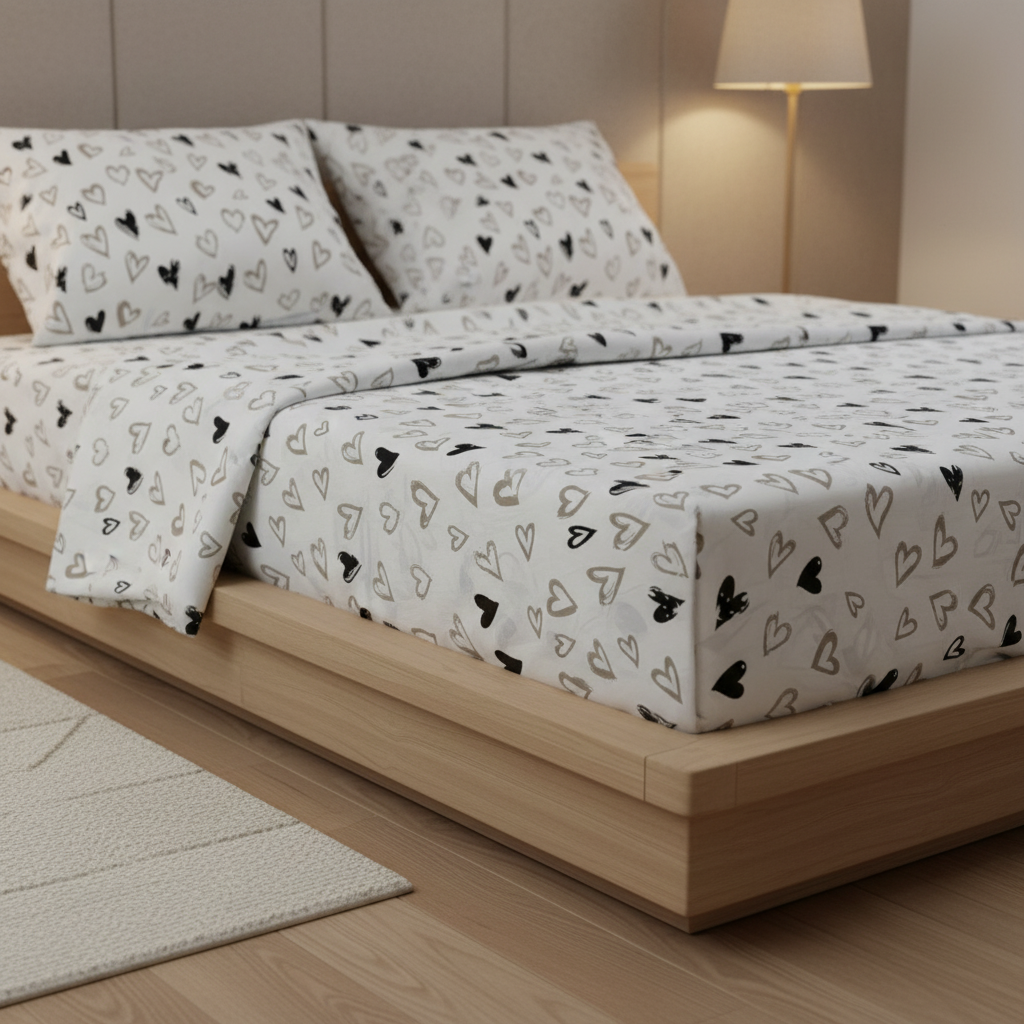 Brown hearts bedsheet