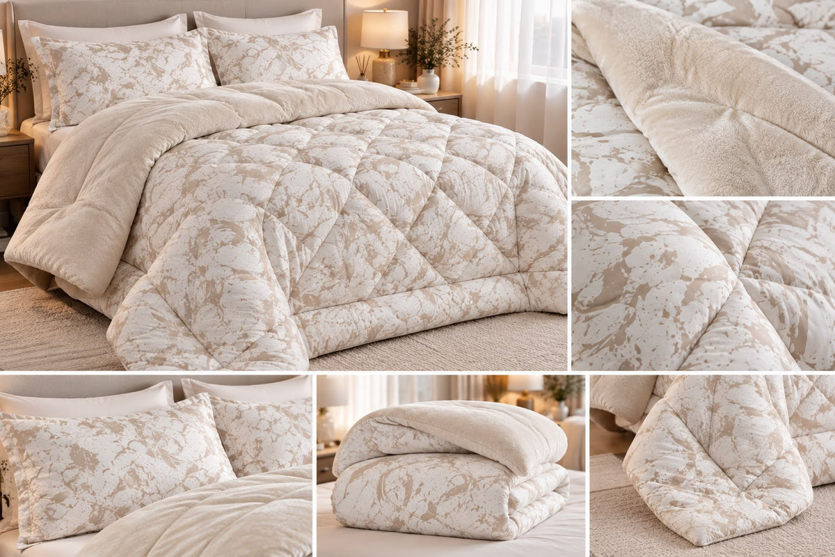 Double-faced Beige Fleur Duvet