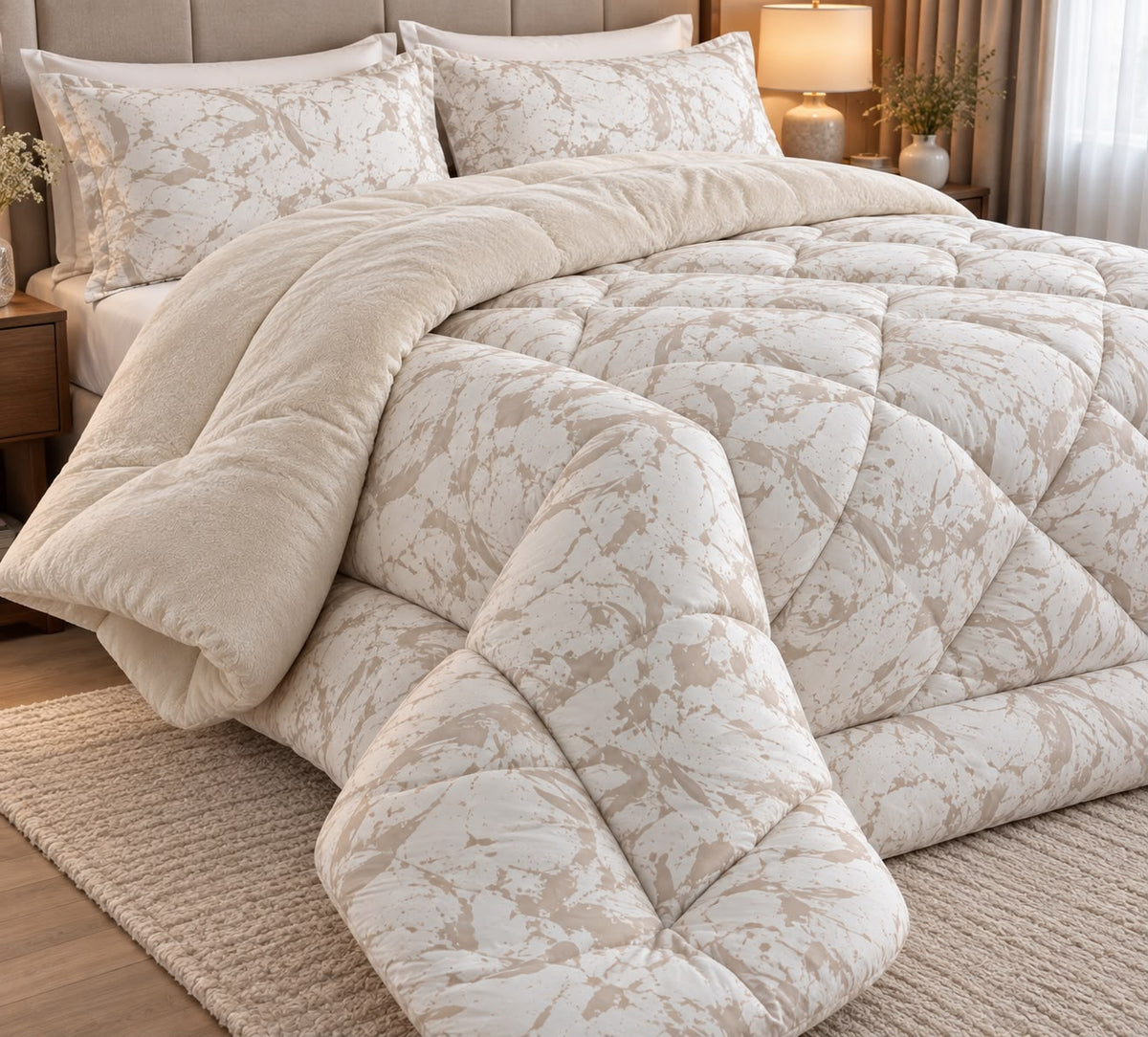 Double-faced Beige Fleur Duvet