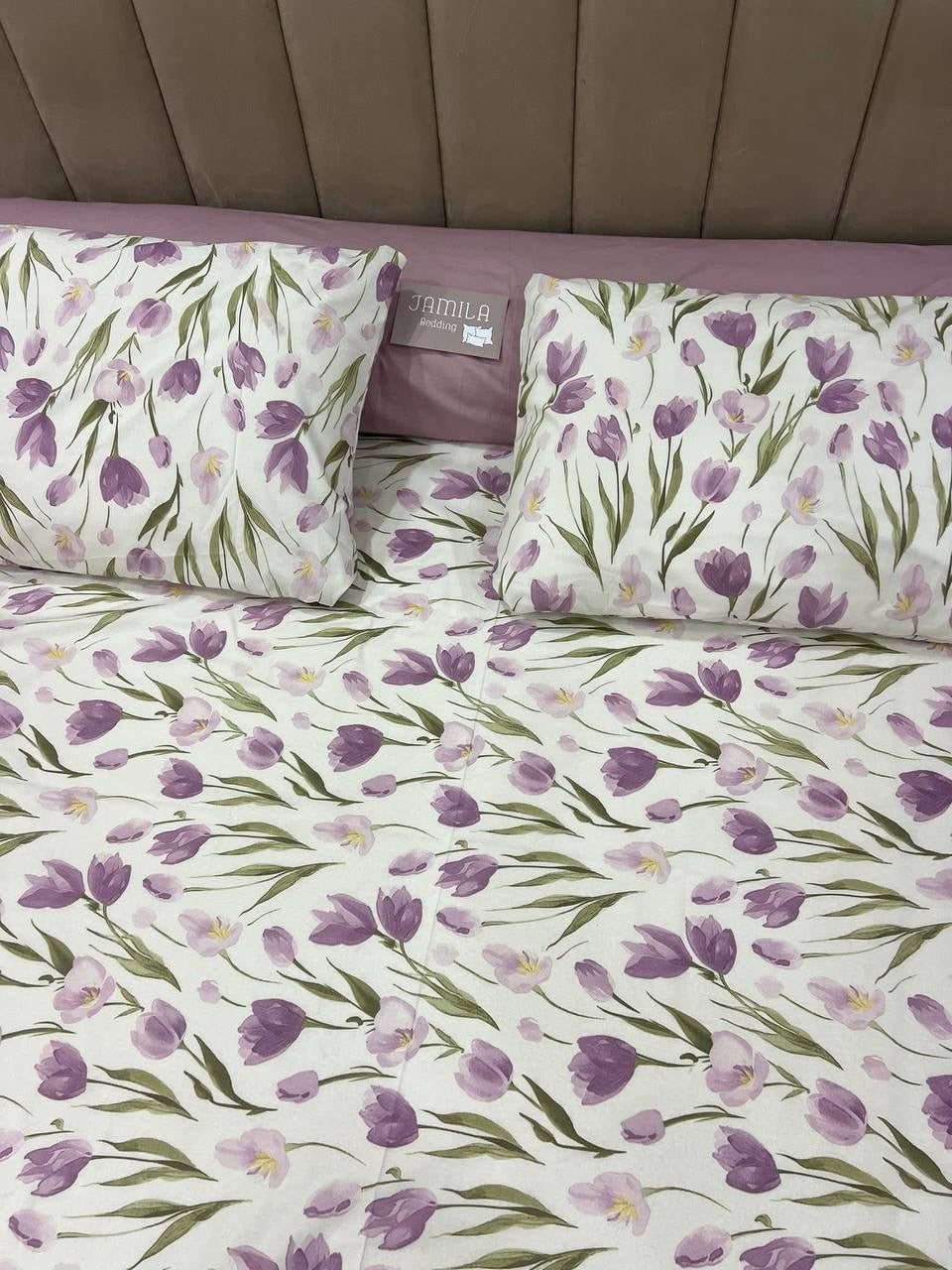 ملاءة سرير براوني فلورال قطن ناعم