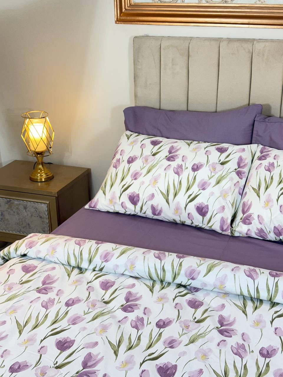 ملاءة سرير براوني فلورال قطن ناعم