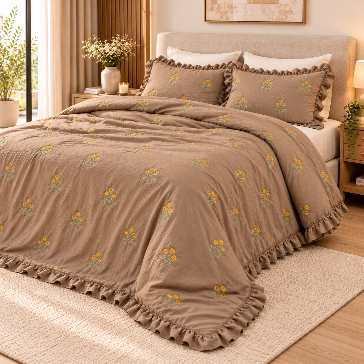 Wildflower Embroidered Coverlet